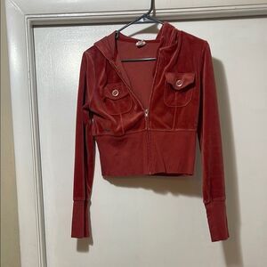 Velvet Zip-Up Hoodie Jacket large